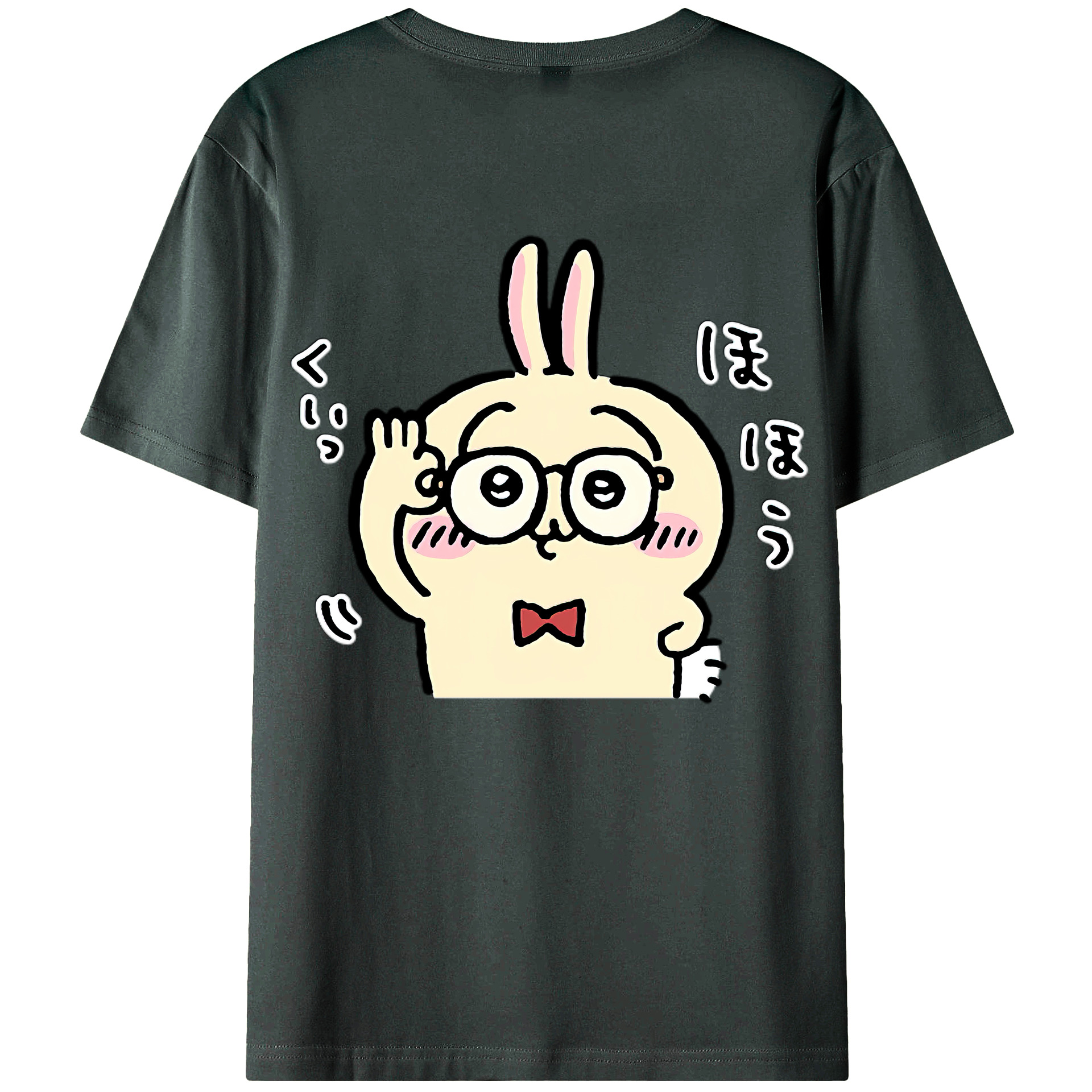 （画像用） ちいかわ うさぎ Chii-kawa usagi 綿100％ メンズ半袖Tシャツ（バックプリント） 通気性
